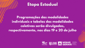 Programações das modalidades individuais e tabelas das modalidades coletivas serão divulgadas, respectivamente, nos dias 19 e 20 de julho.