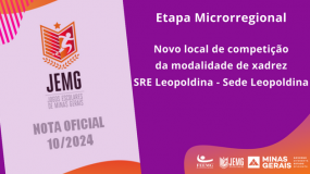 Publicada a Nota Oficial 10/2024. Novo local de competição da modalidade de xadrez, da SRE Leopoldina – Sede Leopoldina.