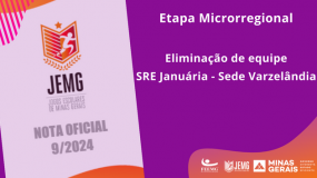 Publicada a Nota Oficial 9/2024. Eliminação de equipe da SRE Januária – Sede Varzelândia.