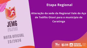 Publicada a Nota Oficial 23/2024. Alteração da sede da Regional Vale do Aço, de Teófilo Otoni para o município de Caratinga.