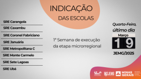 Primeira semana de execução. Dia 19 de março, quarta-feira, é o último dia para indicação das escolas nas modalidades coletivas e xadrez.