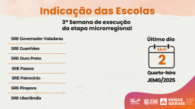Terceira semana de execução da microrregional JEMG/2025. Dia 2 de abril, quarta-feira, é o último dia para indicação das escolas nas modalidades coletivas e xadrez.