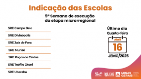 Atente-se ao prazo! Quarta-feira, 16 de abril, é o último dia para indicação das escolas nas modalidades coletivas e xadrez da quinta semana de execução da microrregional JEMG/2025.