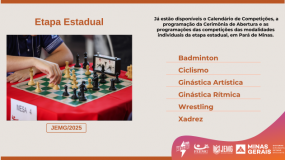 Etapa Estadual em Pará de Minas: Programação das competições e da Cerimônia de Abertura já estão disponíveis.