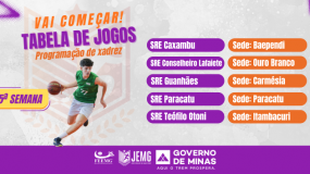Já estão disponíveis as publicações das tabelas, dos chaveamentos/emparceiramentos e das programações do xadrez da 5ª semana de execução da etapa microrregional do JEMG/2026. Acesse e confira!